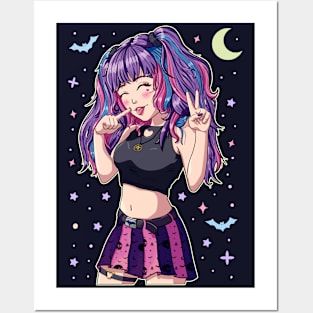 Cute Anime Girl Pastel Goth Purple Posters and Art